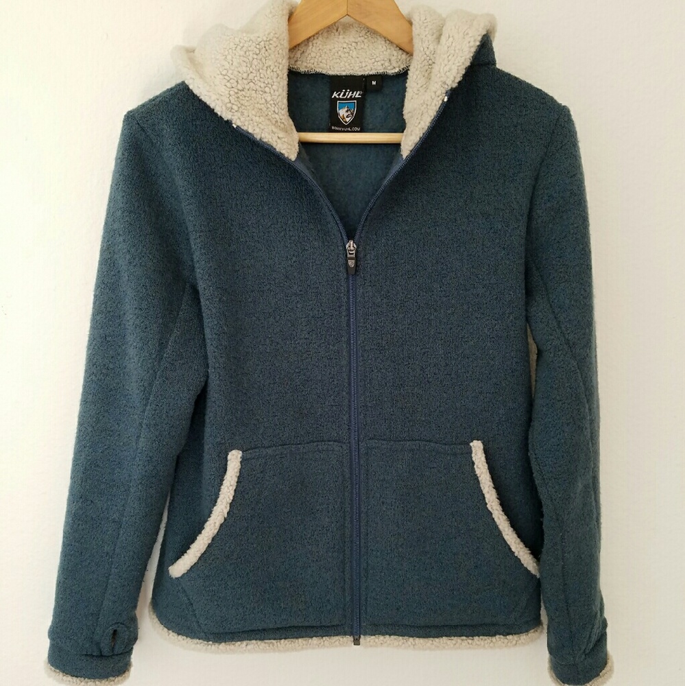 Kuhl Zip Up Hooded Alfpaca fleece jacket, blue